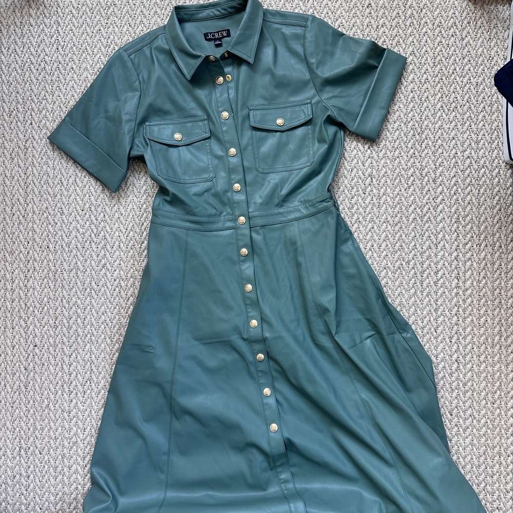 J.Crew Collection tie-waist shirt dress in vegan leather
